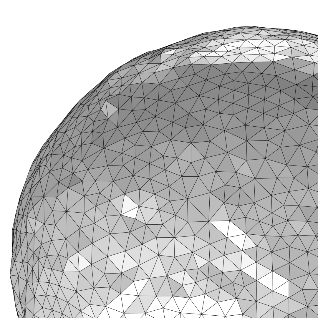 The sphere mesh after being coarsened so that the quality improves.
