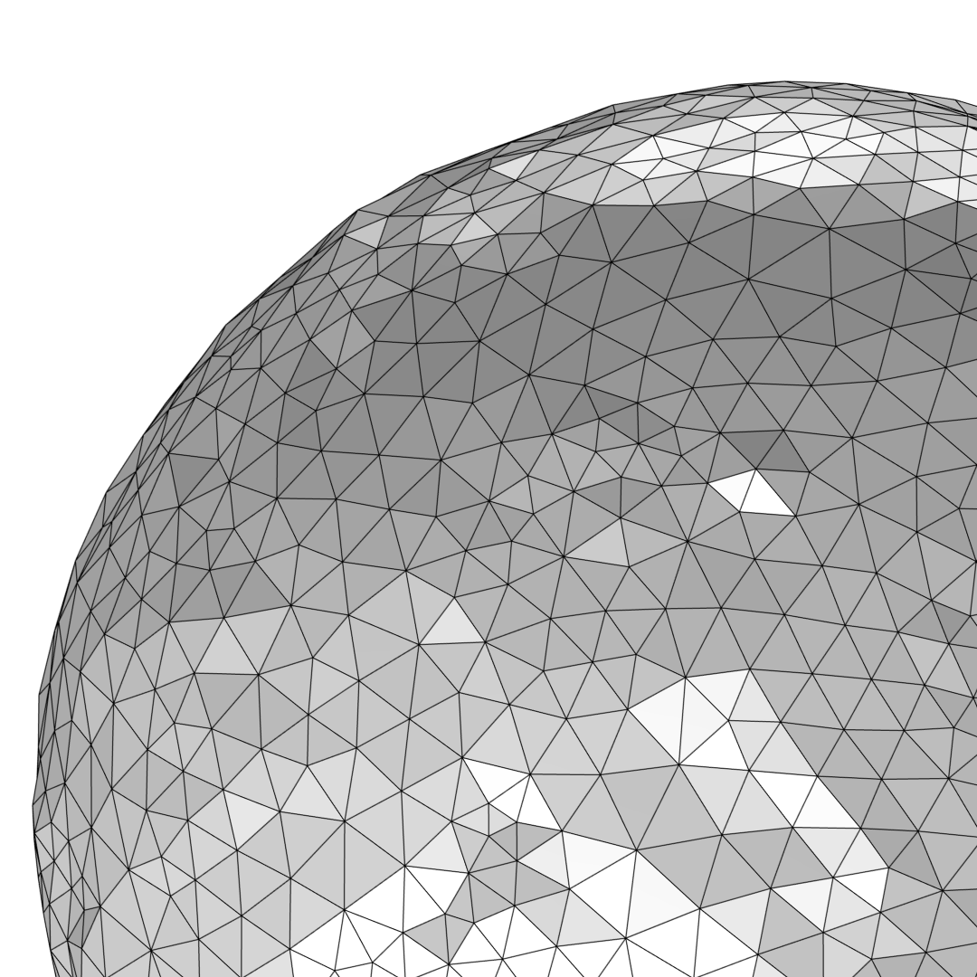 The sphere mesh after it has been remeshed.