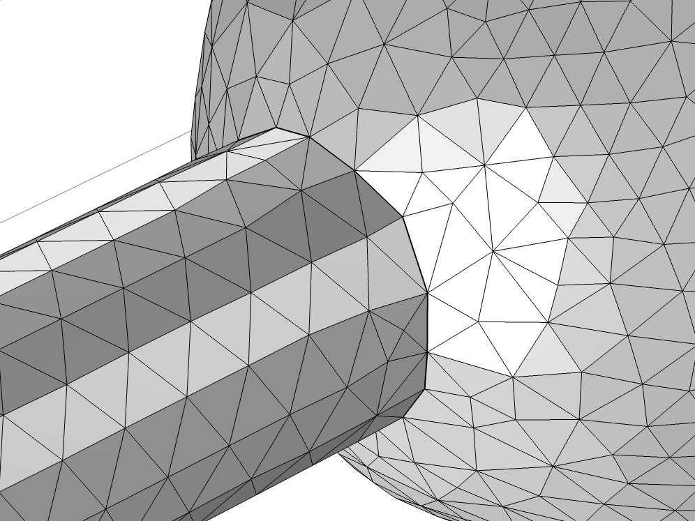 The united and modified surface meshes.