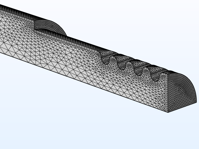 A mesh for a moving ferromagnetic mechanical workpiece (25 kHz).