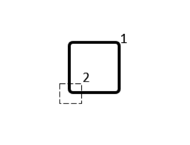 A schematic of a coil subdivided into 2 unequal parts via a dotted square.