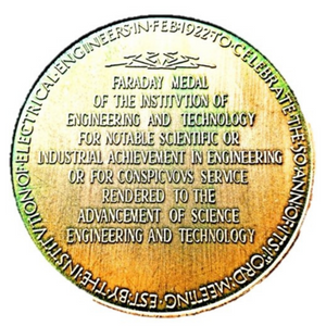 A back view of the Faraday Medal.