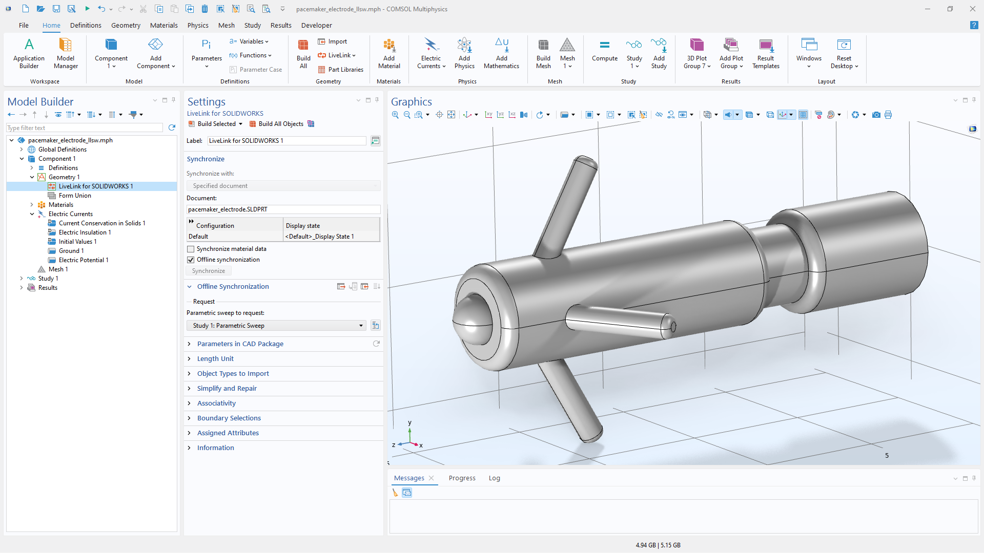 Illustration of synchronization files being exported from the CAD software and into COMSOL Multiphysics.