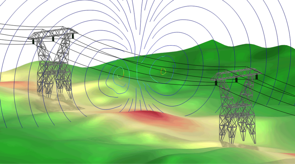 Model magnetic fields from power lines. 