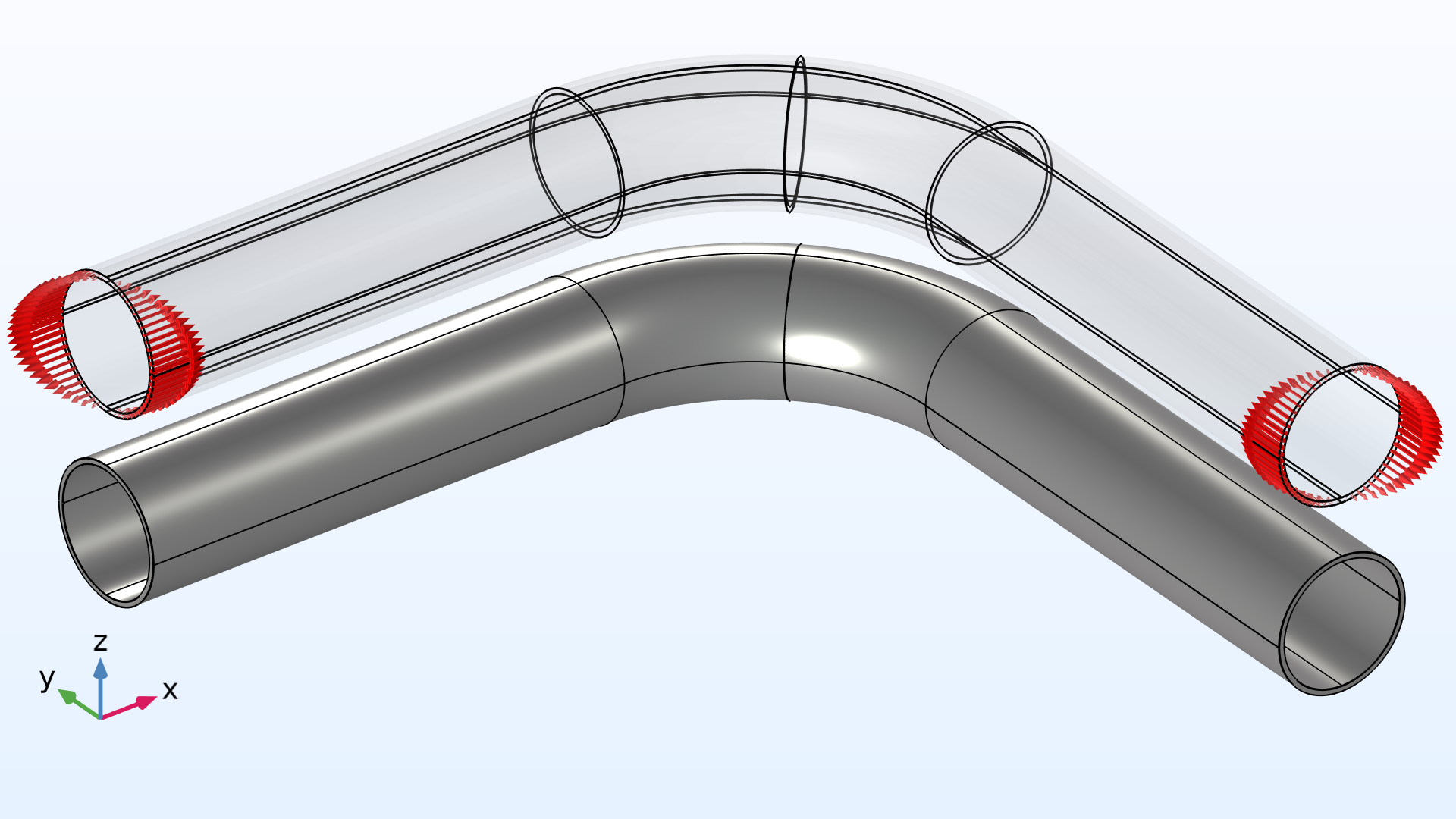 Curved Pipe Geometry With Force Arrows 