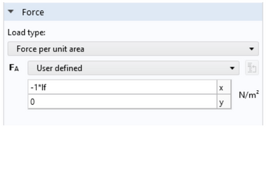 The Load type in the Force section is set to Force per unit area.