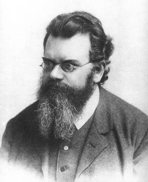 A black-and-white portrait of Ludwig Boltzmann.