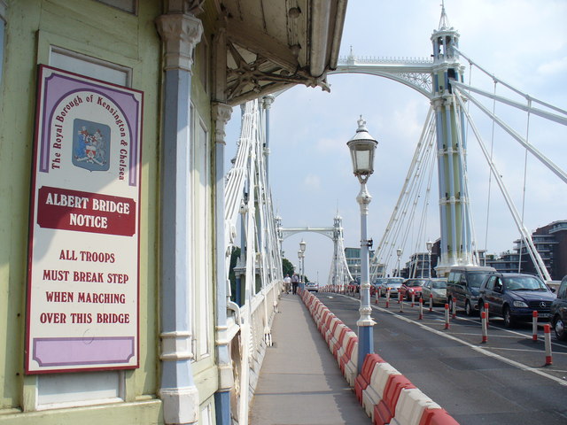 A photograph of the Albert Bridge in London.