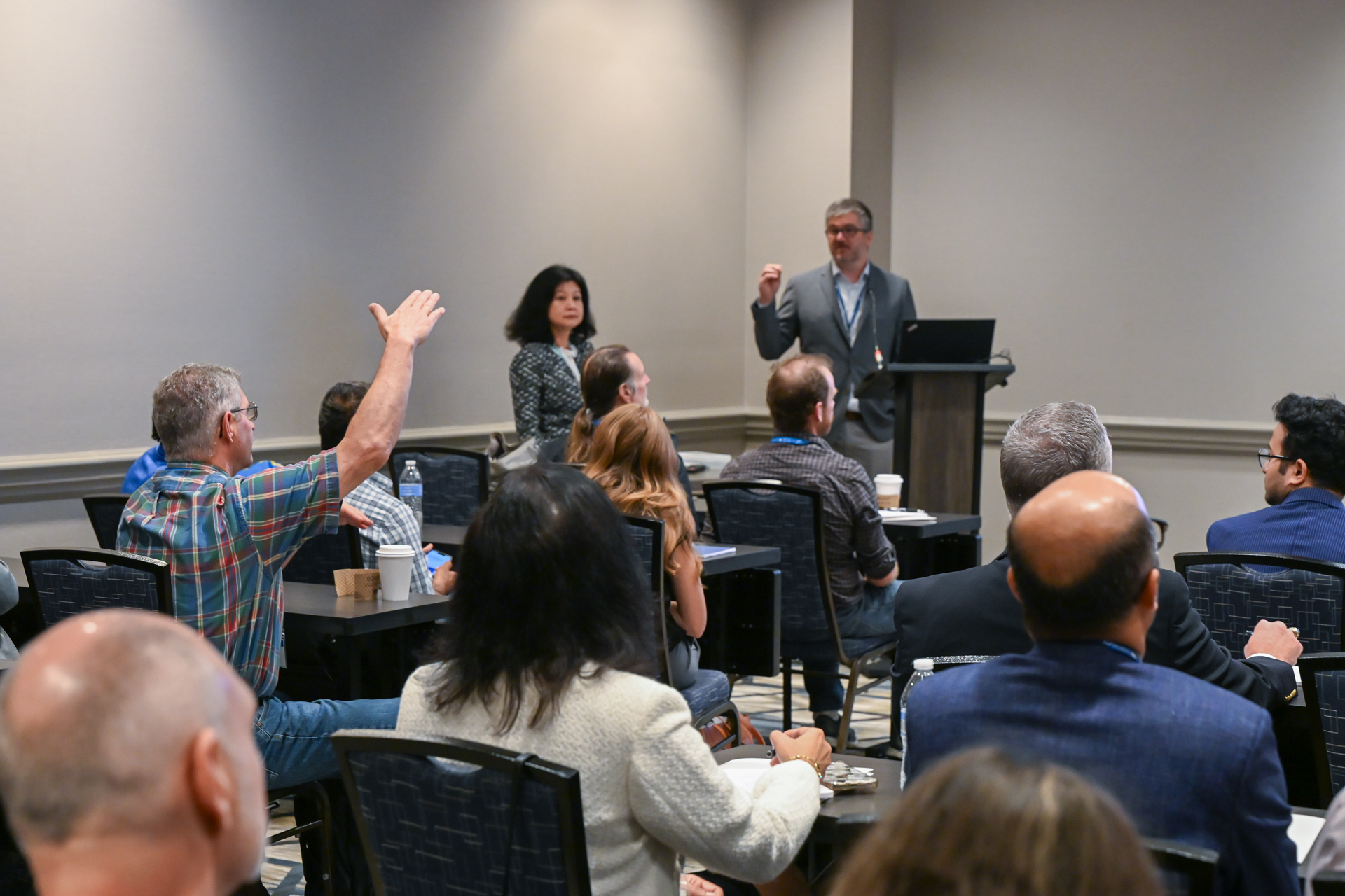 Sean Teller of Veryst Engineering answering a question during his invited talk on magnetized target fusion.