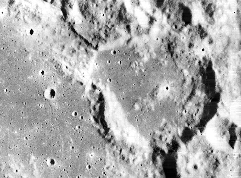 An image of the moon zoomed in on the Condon crater.