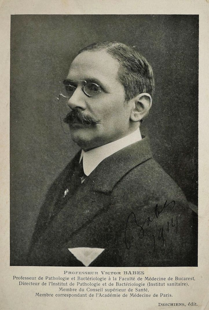 A black and white photograph of Victor Babeș.