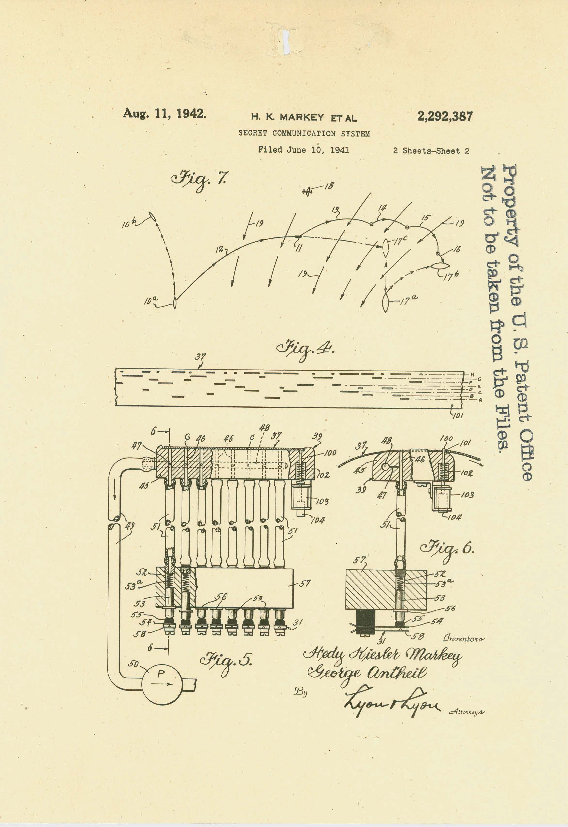 A yellow piece of paper with a technical sketch of the frequency hopping device.