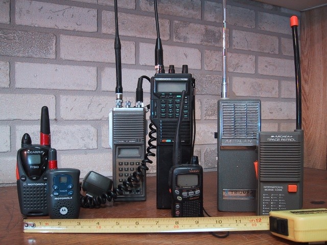 A photo of several different types of two-way radios.